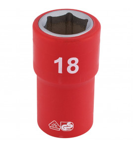 Draper Expert Fully Insulated VDE Socket, 1/2 Sq. Dr., 18mm