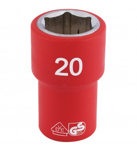 Draper Expert Fully Insulated VDE Socket, 1/2 Sq. Dr., 20mm