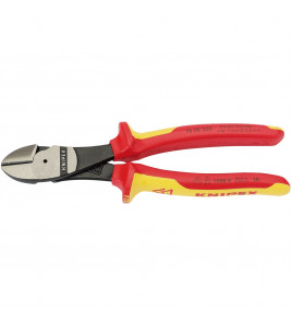 KNIPEX 74 08 200UKSBE VDE Fully Insulated High Leverage Diagonal Side Cutters, 200mm