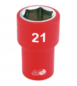 Fully Insulated VDE Socket, 1/2 Sq. Dr., 21mm