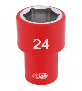 Draper Expert Fully Insulated VDE Socket, 1/2 Sq. Dr., 24mm