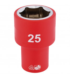 Draper Expert Fully Insulated VDE Socket, 1/2 Sq. Dr., 25mm