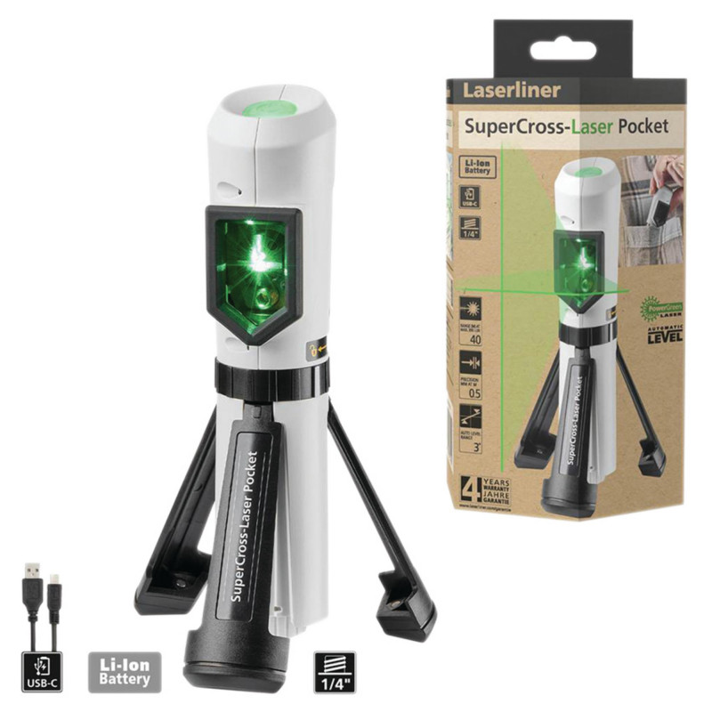Laserliner 081.124E SuperCross-Laser Pocket Cross Line Laser