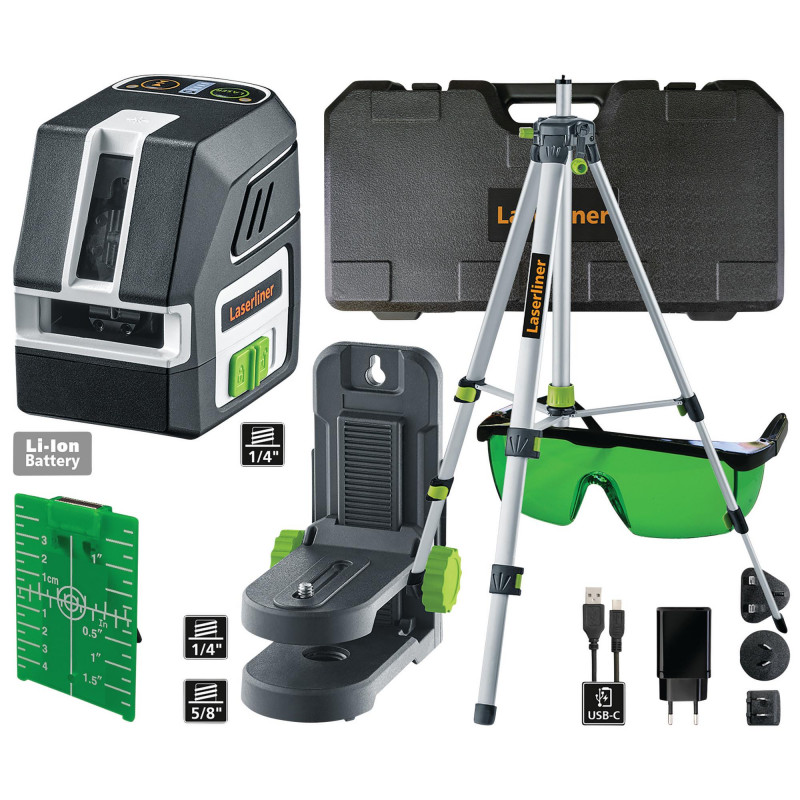 Laserliner 036.713A PocketCross-Laser 2G Set Cross-Line Laser, 150cm