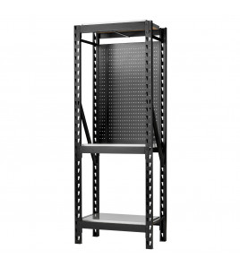 BUNKER 17 Piece Modular 3 Tier Racking with Stainless Steel Shelving and Pegboards, 750mm