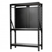 BUNKER 17 Piece Modular 3 Tier Racking with Stainless Steel Shelving and Pegboards, 1500mm