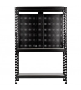 BUNKER 17 Piece Modular 3 Tier Racking with Stainless Steel Shelving and Pegboards, 1500mm