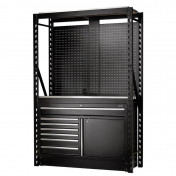 BUNKER 14 Piece Modular Storage Combo 2 Tier Racking with Stainless Steel Shelving, Pegboards and Floor Cabinet, 1500mm