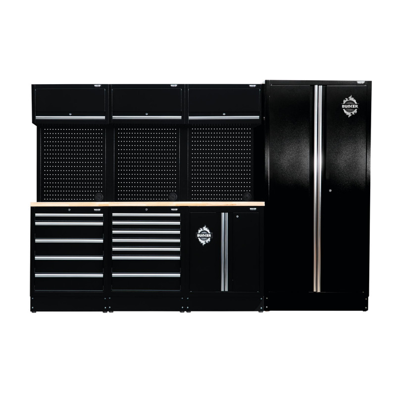 BUNKER 15 Piece Modular Storage Combo with Worktop, 2955mm