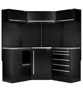 BUNKER 18 Piece Modular Storage Corner Combo with Stainless Steel Worktop, 3454mm