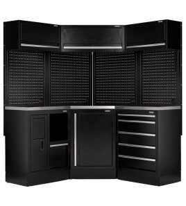 BUNKER 18 Piece Modular Storage Corner Combo with Stainless Steel Worktop, 3454mm