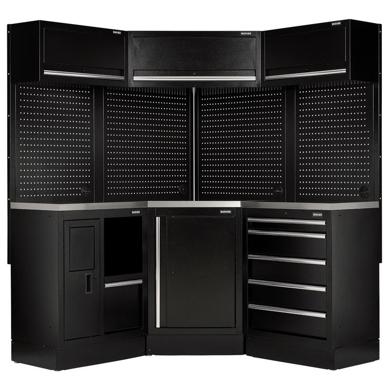 BUNKER 18 Piece Modular Storage Corner Combo with Stainless Steel Worktop, 3454mm