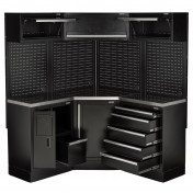 BUNKER 18 Piece Modular Storage Corner Combo with Stainless Steel Worktop, 3454mm