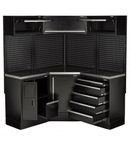 BUNKER 18 Piece Modular Storage Corner Combo with Stainless Steel Worktop, 3454mm