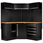 BUNKER 18 Piece Modular Storage Corner Combo with Hardwood Worktop, 3454mm