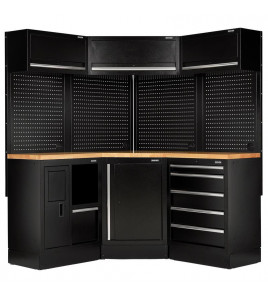 BUNKER 18 Piece Modular Storage Corner Combo with Hardwood Worktop, 3454mm