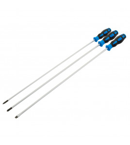 Extra Long Reach Soft Grip Screwdriver Set, 450mm (3 Piece)