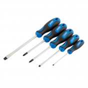 Soft Grip Screwdriver Set, 3 x Plain Slot, 1 x Cross Slot, 1 x PZ TYPE (5 Piece)