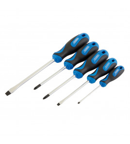 Soft Grip Screwdriver Set, 3 x Plain Slot, 1 x Cross Slot, 1 x PZ TYPE (5 Piece)