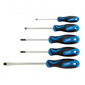 Soft Grip Screwdriver Set, 3 x Plain Slot, 1 x Cross Slot, 1 x PZ TYPE (5 Piece)