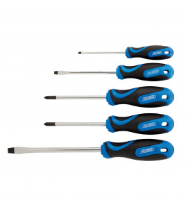 Soft Grip Screwdriver Set, 3 x Plain Slot, 1 x Cross Slot, 1 x PZ TYPE (5 Piece)