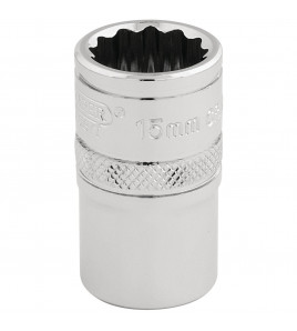 Draper Expert HI-TORQ® 12 Point Socket, 1/2 Sq. Dr., 15mm