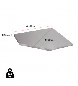 BUNKER® Modular Stainless Steel Worktop for Corner Cabinet, 865mm