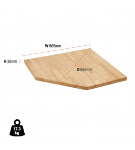 BUNKER® Modular Hardwood Worktop for Corner Cabinet, 865mm