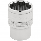 Draper HI-TORQ® 12 Point Socket, 1/2 Sq. Dr., 21mm