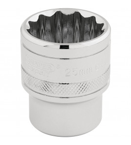 Draper Expert HI-TORQ® 12 Point Socket, 1/2 Sq. Dr., 25mm