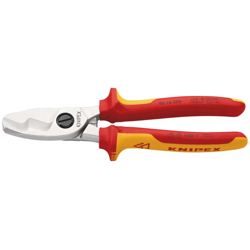 KNIPEX 95 16 200 SB VDE Insulated Cable Shears with Twin Cutting Edge, 200mm