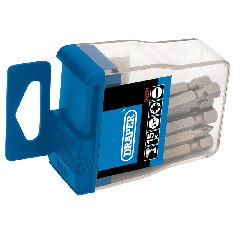 Assorted Insert Bits in Plastic Storage Case, 1/4 Hex (15 Piece)