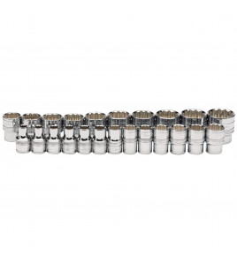 Draper Expert Loose Metric Socket Set, 1/2 Sq. Dr., Polished Chrome (23 Piece)