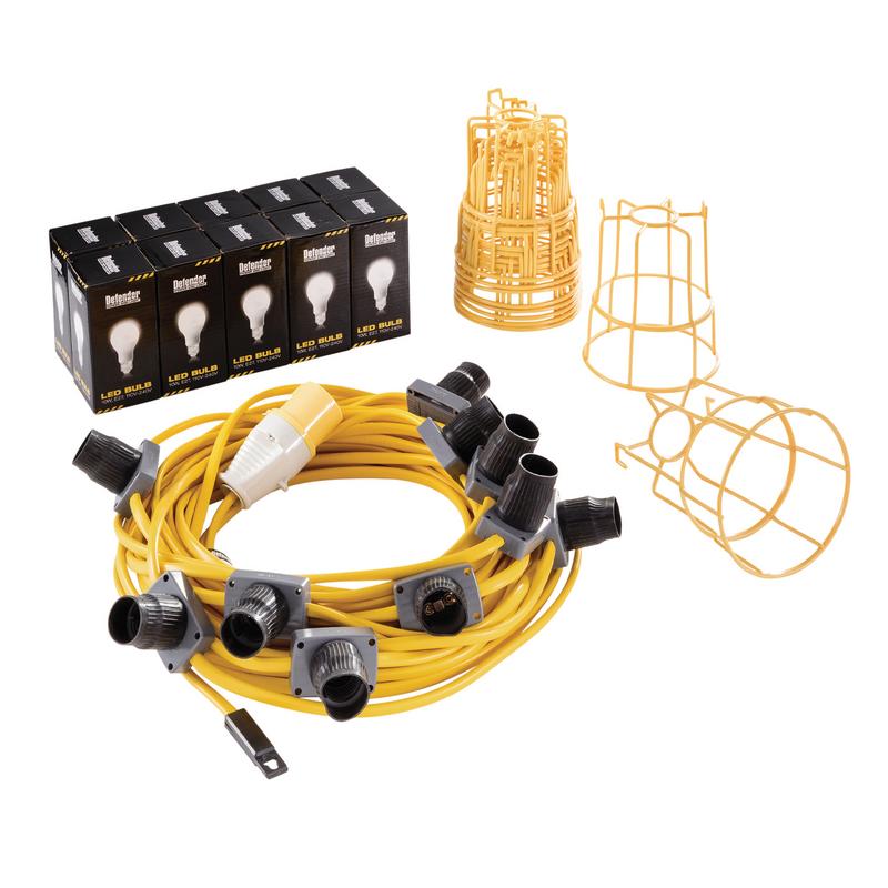 Defender E89811 110V 100W LED ES Festoon Kit, 22m
