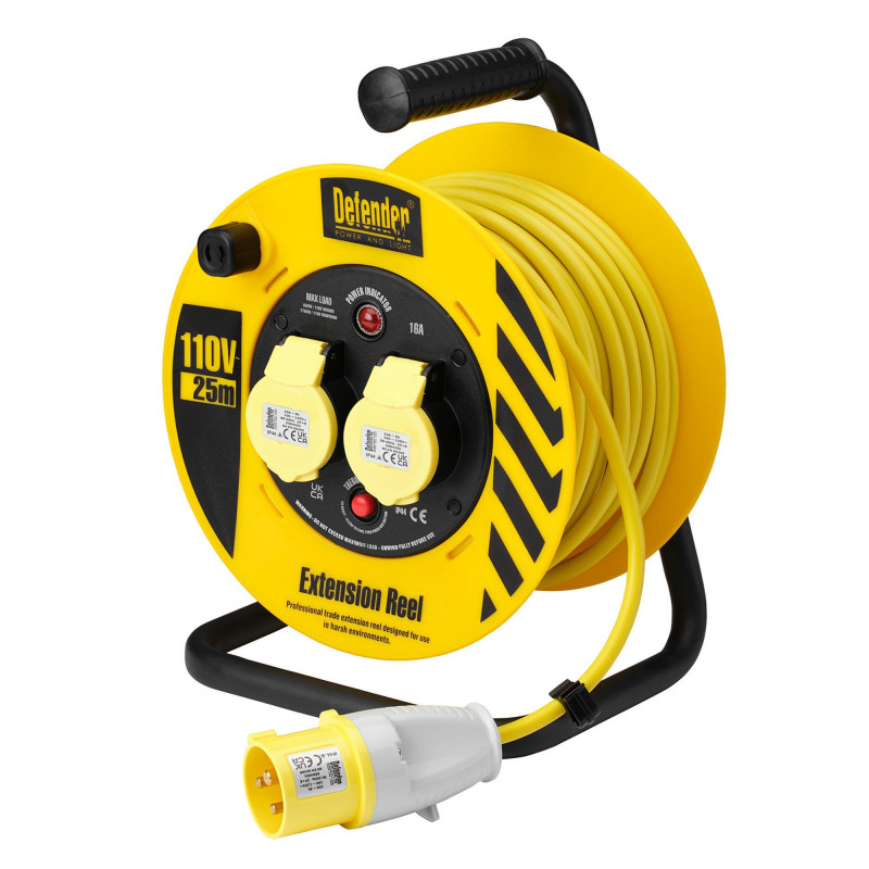 Defender E86450 110V Industrial Cable Reel, 1.5mm&sup2;, 16A, 25m