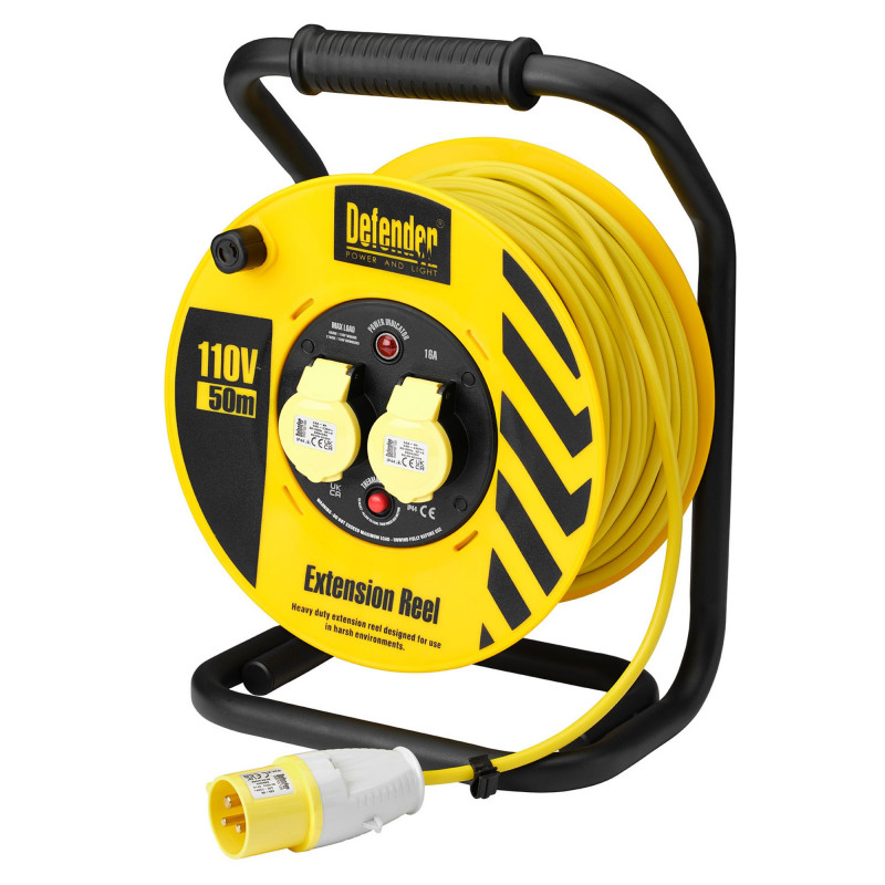 Defender E86500 110V Industrial Cable Reel, 1.5mm&sup2;, 16A, 50m