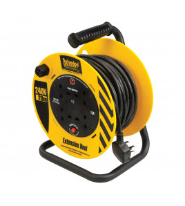 Defender E86465 230V 4-Way Light Industrial Cable Extension Reel, 20m