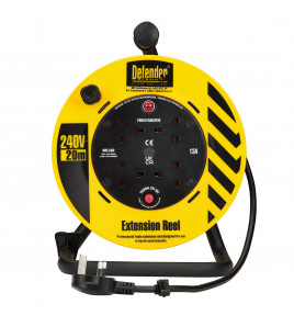 Defender E86465 230V 4-Way Light Industrial Cable Extension Reel, 20m