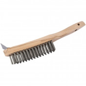 Heavy Duty 4 Row Wire Scratch Brush with Scraper, 310mm