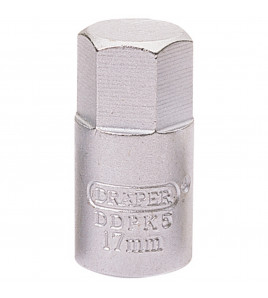 Hexagon Drain Plug Key, 3/8 Sq. Dr., 17mm