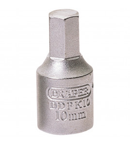 Hexagon Drain Plug Key, 3/8 Sq. Dr., 10mm