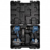 DXPULSE 18V Brushless Combi and Impact Driver Twin Kit with Drill Accessories, 2.4A Charger, 2 x 2.0Ah Battery, and Carry Case