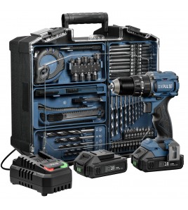 DXPULSE 18V Brushless Combi Drill Kit with 2 x 2Ah Battery and 74pc Accessories