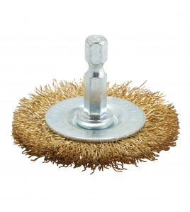 Brassed Steel Crimped Wire Wheel Brush, 50mm