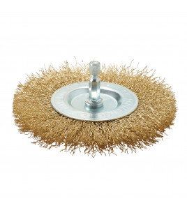 Brassed Steel Crimped Wire Wheel Brush, 100mm