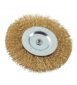 Brassed Steel Crimped Wire Wheel Brush, 100mm