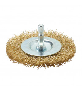 Brassed Steel Crimped Wire Wheel Brush, 75mm