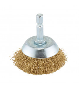 Brassed Steel Crimped Wire Cup Brush, 40mm