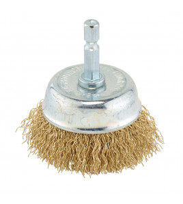 Brassed Steel Crimped Wire Cup Brush, 50mm