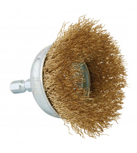 Brassed Steel Crimped Wire Cup Brush, 50mm